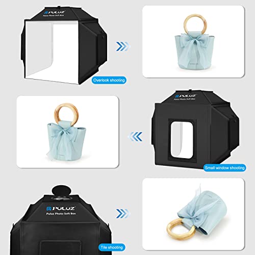 OBEST Upgrade Professional Light Box, 16" x 16" Photo Box with Lights Portable Folding Photo Studio Light Box Photography with 4 Color PVC Backdrops & 480 LED Lights for Product Photography