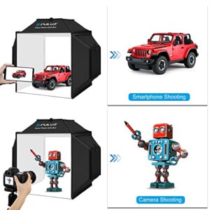 OBEST Upgrade Professional Light Box, 16" x 16" Photo Box with Lights Portable Folding Photo Studio Light Box Photography with 4 Color PVC Backdrops & 480 LED Lights for Product Photography