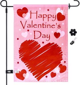 uddiee valentine’s day garden flag decorative valentine day heart garden flag for valentine’s day party supplies