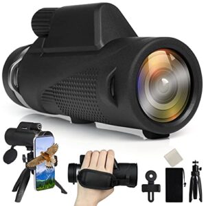 12×55 hd monocular telescope with smartphone holder, 2023 waterproof monocular, lightweight monocular for bird watching hunting camping travel star watching