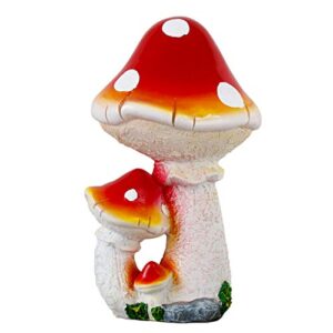 9 inch three-headed mushroom garden statue perfect for decoration for garden, outdoor, patio (red)