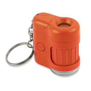 carson micromini 20x led lighted pocket microscope with built-in uv and led flashlight – orange, medium