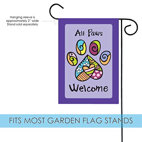 Toland Home Garden 119513 All Paws Welcome Paw Print Flag 12x18 Inch Double Sided Paw Print Garden Flag for Outdoor House Cat Dog Flag Yard Decoration