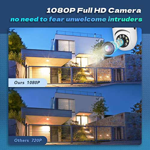 DUDUBOBBY Light Bulb Camera, 1080P Security Camera Home Wireless 5GHz＆2.4GHz WiFi Motion Auto Tracking 360 Degree Smart Surveillance Camera with Motion Detection Alarm Night Vision (64G SD Card)