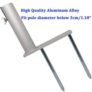 FFfeily Umbrella Holder Ground Garden Grass Umbrella Anchor for Pole Diameter Below 3cm/1.18inch Silver Aluminum Alloy Patio Umbrella Stand Stake