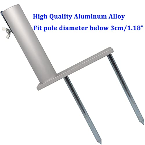 FFfeily Umbrella Holder Ground Garden Grass Umbrella Anchor for Pole Diameter Below 3cm/1.18inch Silver Aluminum Alloy Patio Umbrella Stand Stake