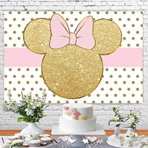 Withu Pink Gold Mouse Backdrop Baby Shower Cartoon Dot Princess Girls Birthday Party Photography Background Photo Booth Studio Props Banner Cake Table Decor