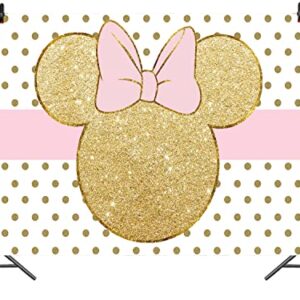 Withu Pink Gold Mouse Backdrop Baby Shower Cartoon Dot Princess Girls Birthday Party Photography Background Photo Booth Studio Props Banner Cake Table Decor