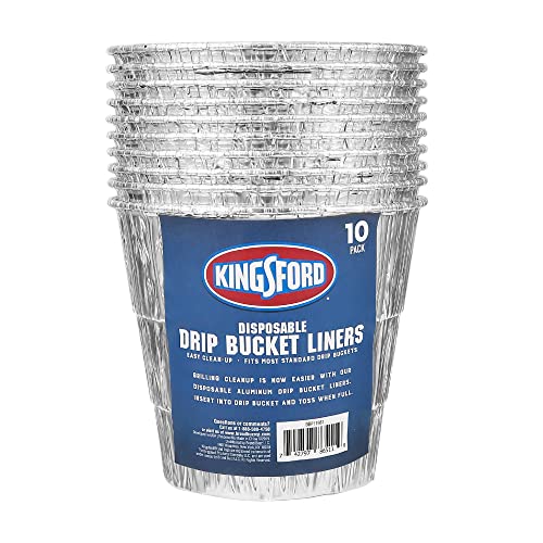 Kingsford Disposable Drip Bucket Liners, 10 Count | Aluminum Drip Bucket Liners, Disposable Bucket Liners for BBQ and Grill Grease Bucket Liners for Grilling | Easy Cleanup from Kingsford Grilling