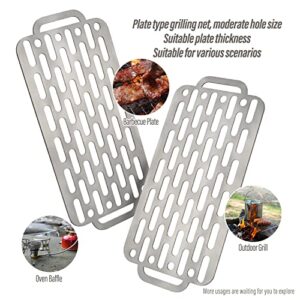 TiTo Titanium BBQ Net Grill Portable Ultralight Non-Stick Meat Grill Grate for Home Garden Outdoor Camping Picnic Hiking Charcoal Holder with Storage Bag (B)