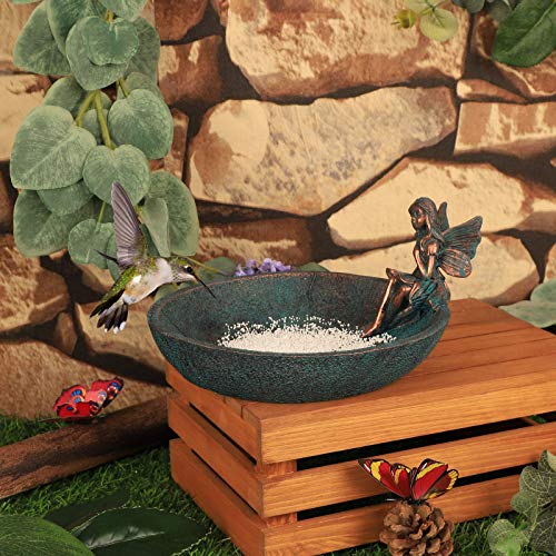 Angel Girl Fairy Garden Statue Bird Feeder Bath for Outdoor Home Crafts Resin Yard Decor Mermaid Cherub Garden Sculpture Memorial Figurine