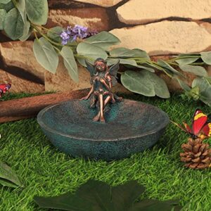 Angel Girl Fairy Garden Statue Bird Feeder Bath for Outdoor Home Crafts Resin Yard Decor Mermaid Cherub Garden Sculpture Memorial Figurine