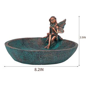 Angel Girl Fairy Garden Statue Bird Feeder Bath for Outdoor Home Crafts Resin Yard Decor Mermaid Cherub Garden Sculpture Memorial Figurine