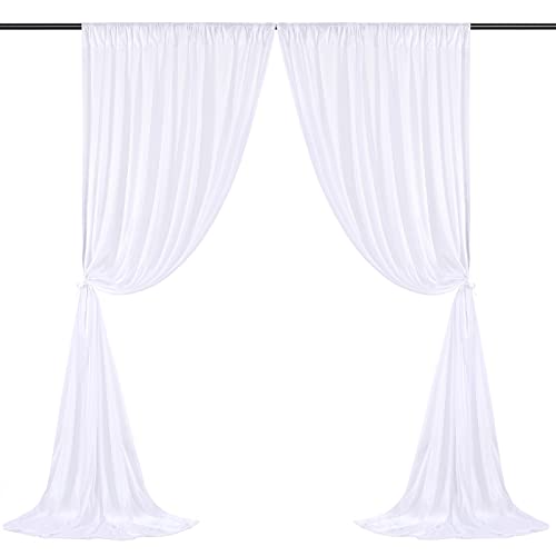 10x10FT White Backdrop Curtain for Parties Wedding White Photo Backdrop Curtains Drapes Fabric for Baby Shower Party Photoshoot Background Decorations