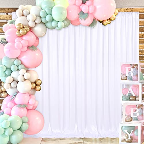 10x10FT White Backdrop Curtain for Parties Wedding White Photo Backdrop Curtains Drapes Fabric for Baby Shower Party Photoshoot Background Decorations