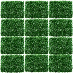 uyoyous 12pcs grass wall panels 24×16 inch artificial boxwood hedges mat grass backdrop fence screen privacy greenery panel indoor outdoor decor for garden backyard patio party, 31 sq.ft