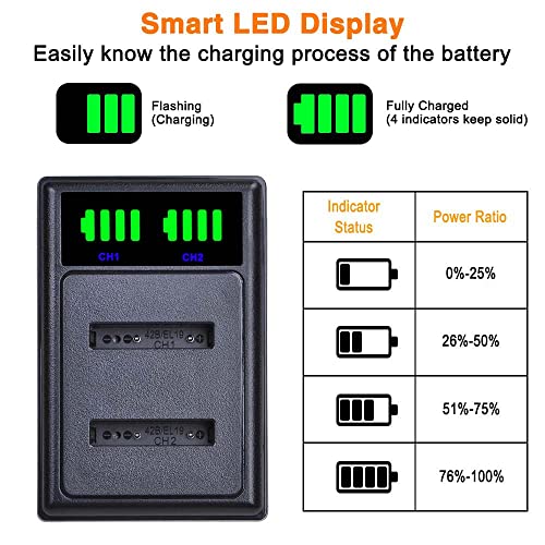 Li-40B Li-42B NP-45 NP-45A NP-45S EN-EL10 D-Li63 Li108 NP-80 KLIC-7006 Battery and Charger Compatible with Nikon Coolpix S4000 S210 S220 S230 S570 FinePix XP50 XP60 XP70 XP80 XP90 T350 T360 T400