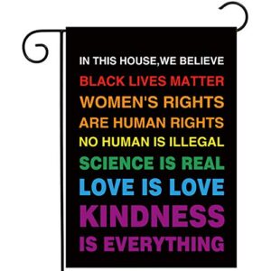 allenjoy in this house we believe garden flag for outside mailbox vertical love is love farmhouse yard sign patio outdoor decors 12×18″ double sided washable polyester