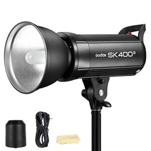 godox sk400ii 400ws gn65 5600k studio strobe flash monolight light for studio shooting,with built-in godox 2.4g wireless x system,150w modeling lamp(bowens mount)