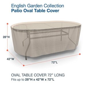 Budge P5A20PM1 English Garden Oval Patio Table Cover Heavy Duty and Waterproof, Medium, Two-Tone Tan