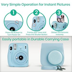 Fujifilm Instax Mini 11 Camera with Fujifilm Instant Mini Film (60 Sheets) Bundle with Deals Number One Accessories Including Carrying Case, Selfie Lens, Photo Album, Stickers (Lilac Purple)