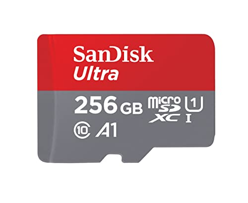 SanDisk 256GB Ultra microSDXC UHS-I Memory Card with Adapter - 120MB/s, C10, U1, Full HD, A1, Micro SD Card - SDSQUA4-256G-GN6MA