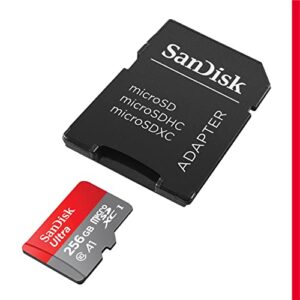 SanDisk 256GB Ultra microSDXC UHS-I Memory Card with Adapter - 120MB/s, C10, U1, Full HD, A1, Micro SD Card - SDSQUA4-256G-GN6MA