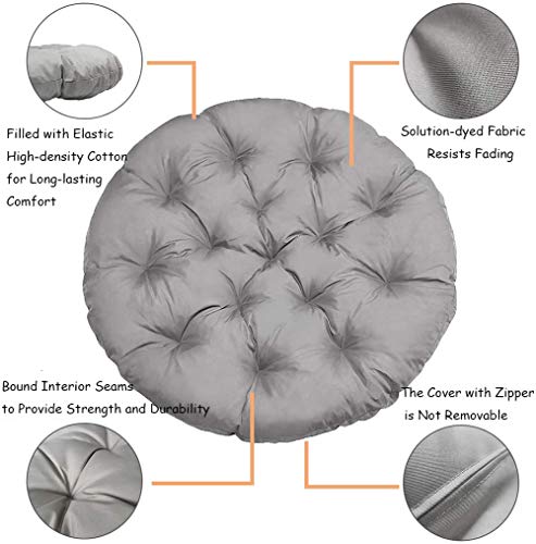 Mustbe Strong Beige Papasan Chair Cushion, Garden Round Seat Pads in Water Resistant Fabric Hammock Swings Chair Cushion for Indoor Outdoor(Not Include Chair),51.2x51.2inch