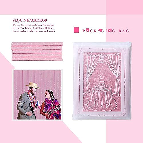 Pink Curtains 2ftx8ft Sequin Backdrop Curtain 2 Panels Pink Glitter Backdrop Fabric Drapes for Paties Holiday Decor