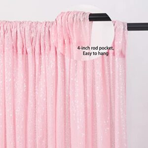 Pink Curtains 2ftx8ft Sequin Backdrop Curtain 2 Panels Pink Glitter Backdrop Fabric Drapes for Paties Holiday Decor