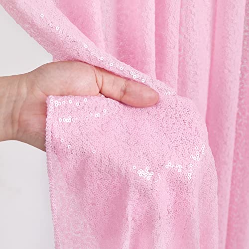 Pink Curtains 2ftx8ft Sequin Backdrop Curtain 2 Panels Pink Glitter Backdrop Fabric Drapes for Paties Holiday Decor