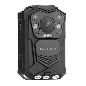 miufly 1296p hd police body camera with 2 inch display, night vision, built in 32g memory and gps for security