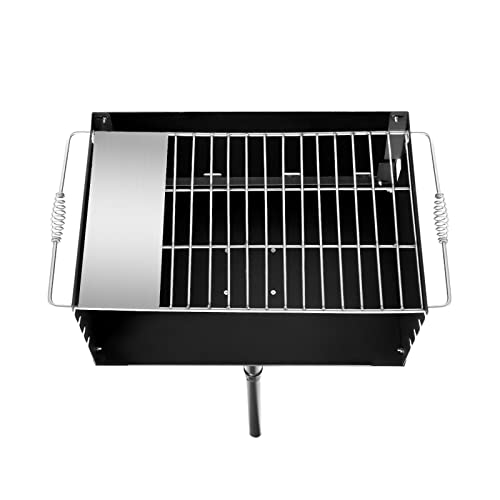 Outdoor Park Style Grill Rotatable 4 Level Height Adjustable BBQ Grill Steel 25 inch x 17 inch Cooking Area Camp Grill for Parks Gardens or Balconies