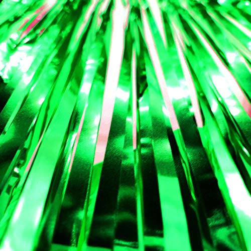 Green Tinsel Foil Fringe Curtains Tropical Jungle Safari Hawaiian Baby Shower Birthday Photo Backdrops Wedding Party Decor Photo Booth Props Backdrops Decorations