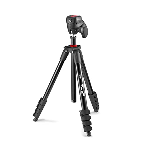 JOBY Compact Action Tripod, Camera Tripod with Ball Head, Universal ¼-20” Quick Release Mount and Carrying Bag, for CSC,DSLR, Mirrorless Cameras, Colour: Black, 1.5kg Capacity