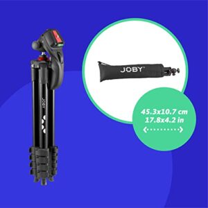 JOBY Compact Action Tripod, Camera Tripod with Ball Head, Universal ¼-20” Quick Release Mount and Carrying Bag, for CSC,DSLR, Mirrorless Cameras, Colour: Black, 1.5kg Capacity