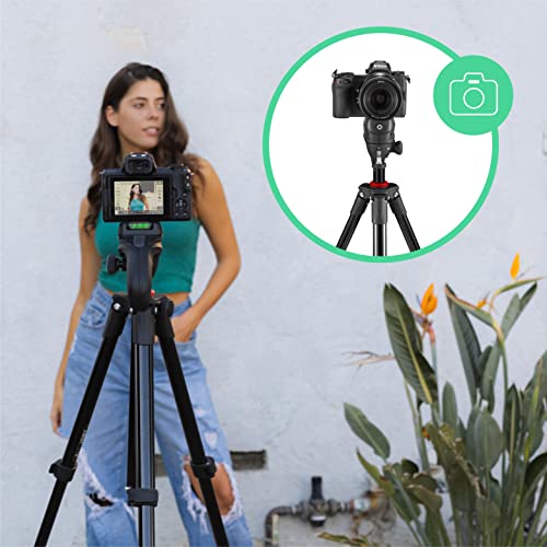 JOBY Compact Action Tripod, Camera Tripod with Ball Head, Universal ¼-20” Quick Release Mount and Carrying Bag, for CSC,DSLR, Mirrorless Cameras, Colour: Black, 1.5kg Capacity