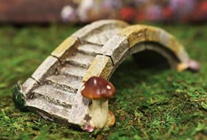 ebros enchanted whimsical fairy cottage garden miniature stone bridge with toadstool mushroom figurine 7.25″ long mini whimsical gardens diy elves pixies fairies indoors outdoors decorative accessory
