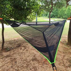 triangle hammock, multi person portable hammock, outdoor camping aerial hammock 3 point, 2-3 person design, for travel backyard garden camping (400 * 400 * 400cm)