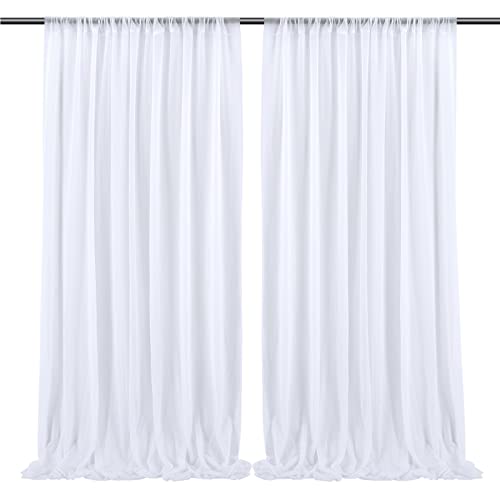 10x10ft White Backdrop Curtains for Parties Wedding Wrinkle Free Sheer Tulle Backdrop Curtain Drapes