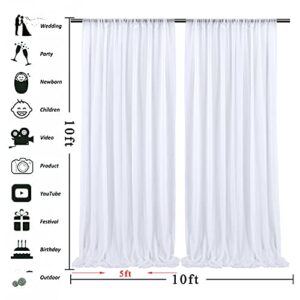 10x10ft White Backdrop Curtains for Parties Wedding Wrinkle Free Sheer Tulle Backdrop Curtain Drapes