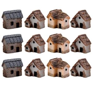 Angoily 12 Pcs Fairy Gardens Stone House Mini Fairy Cottage House Miniature Garden Stone House Ornaments for Micro Landscape Decoration(0.79" D x 0.79" W x 0.59" H)