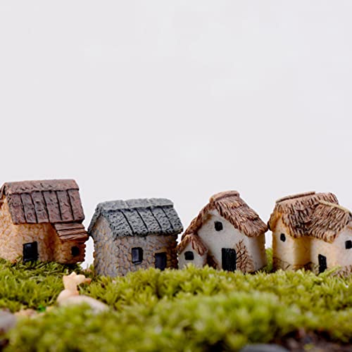 Angoily 12 Pcs Fairy Gardens Stone House Mini Fairy Cottage House Miniature Garden Stone House Ornaments for Micro Landscape Decoration(0.79" D x 0.79" W x 0.59" H)