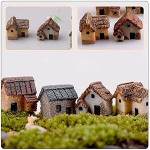 Angoily 12 Pcs Fairy Gardens Stone House Mini Fairy Cottage House Miniature Garden Stone House Ornaments for Micro Landscape Decoration(0.79" D x 0.79" W x 0.59" H)