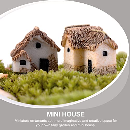 Angoily 12 Pcs Fairy Gardens Stone House Mini Fairy Cottage House Miniature Garden Stone House Ornaments for Micro Landscape Decoration(0.79" D x 0.79" W x 0.59" H)