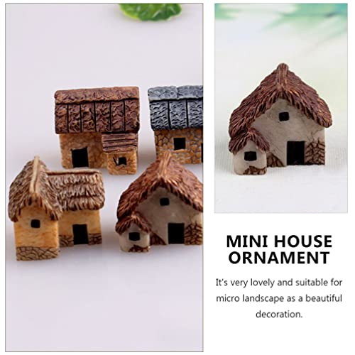 Angoily 12 Pcs Fairy Gardens Stone House Mini Fairy Cottage House Miniature Garden Stone House Ornaments for Micro Landscape Decoration(0.79" D x 0.79" W x 0.59" H)