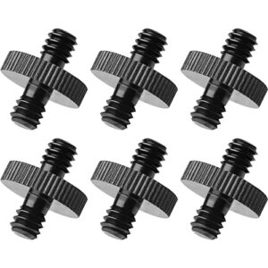 1/4″ male to 1/4″ male threaded tripod screw adapter double head stud standard mounting thread converter for camera cage mount light stand monopo shoulder rig tripod black-6 packs