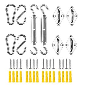 shade sail hardware kit, 6 inch heavy duty awning attachment set for garden triangle and square, rectangle – 304 stainless steel sun shade sail fixing hardware accessories kit