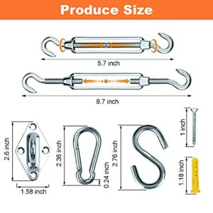 Shade Sail Hardware Kit, 6 inch Heavy Duty Awning Attachment Set for Garden Triangle and Square, Rectangle - 304 Stainless Steel Sun Shade Sail Fixing Hardware Accessories Kit