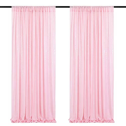 Pink Sequin Backdrop 2 Pieces 2ftx8ft Photography Background Party Curtain Glitter Wedding Backdrop Fabric